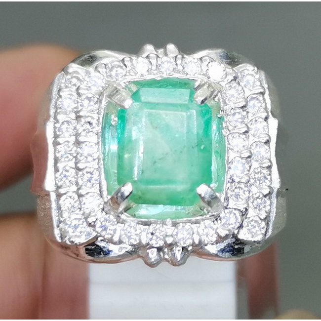 Cincin Batu Akik Zamrud Kolombia Asli Bermemo Perak