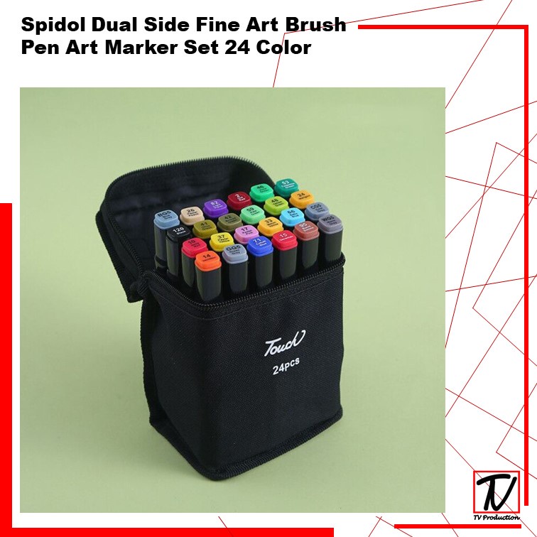 Spidol Dual Side Fine Art Brush Pen Art Marker Set 24,30,48 Color