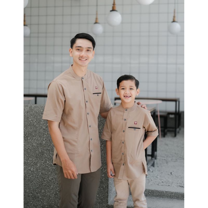 Baju Koko Kurta Couple Ayah dan Anak Premium ERZURUM bahan Katun Madinah