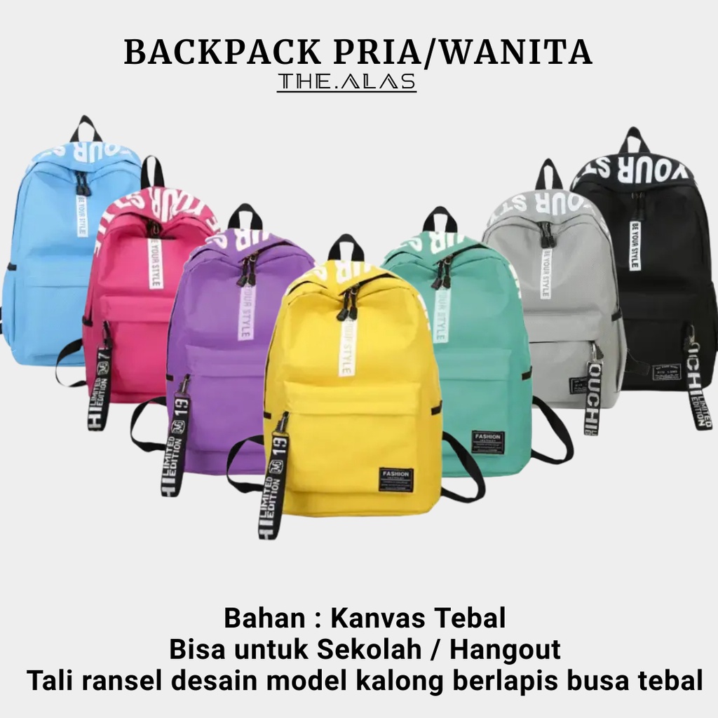 Tas Ransel Sekolah Anak Unisex Cewek Cowok / Tas Punggung Backpack Sandang Murah Import