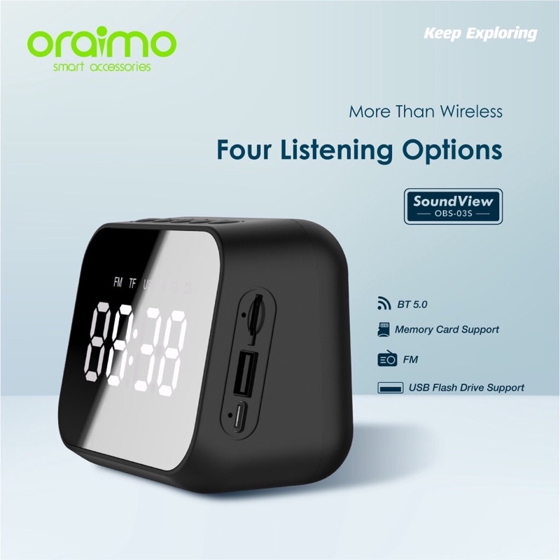 Oraimo OBS-03S SoundView Wireless Bluetooth Speaker Smart Alarm Clock - Garansi 1 Tahun