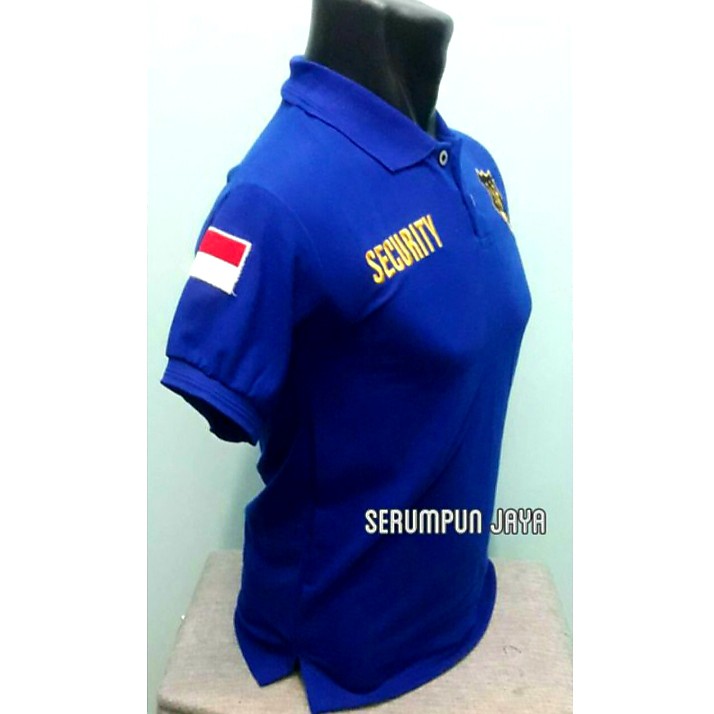 KAOS SECURITY BIRU - KAOS KERAH SECURITY LOGO KUNING - KAOS SECURITY BIRU FULL BORDIR