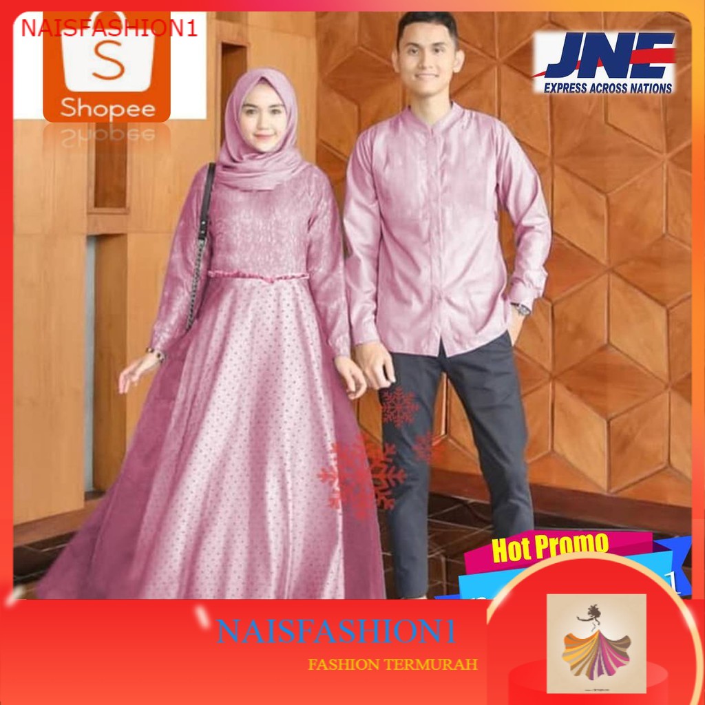 GAMIS COUPLE BAJU MUSLIM COUPLE SARIMBIT BAJU GAMIS COUPLE LEBARAN TERBARU 2022 UKHTI LADIES GADIS S