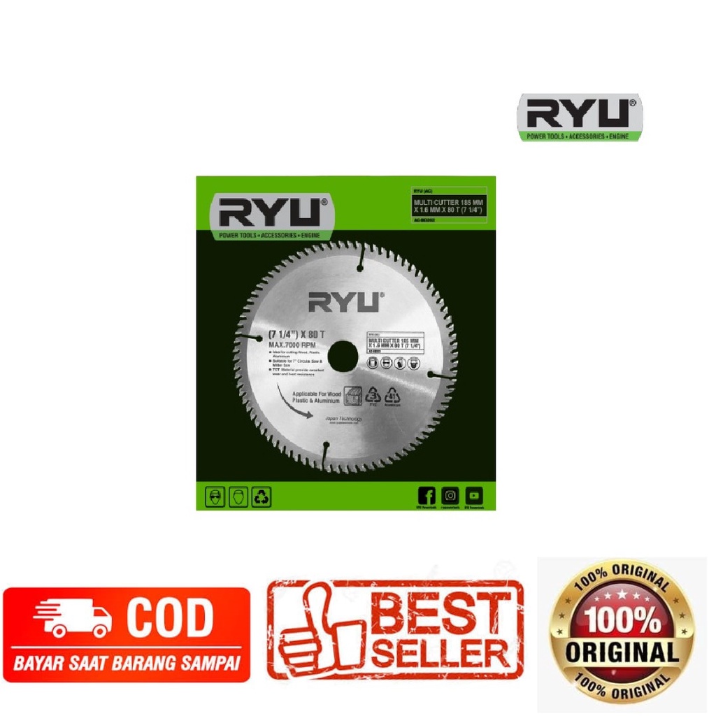 Mata Pisau Potong Aluminium 7 inch Gergaji Miter Saw Blade 7x 80 Teeth