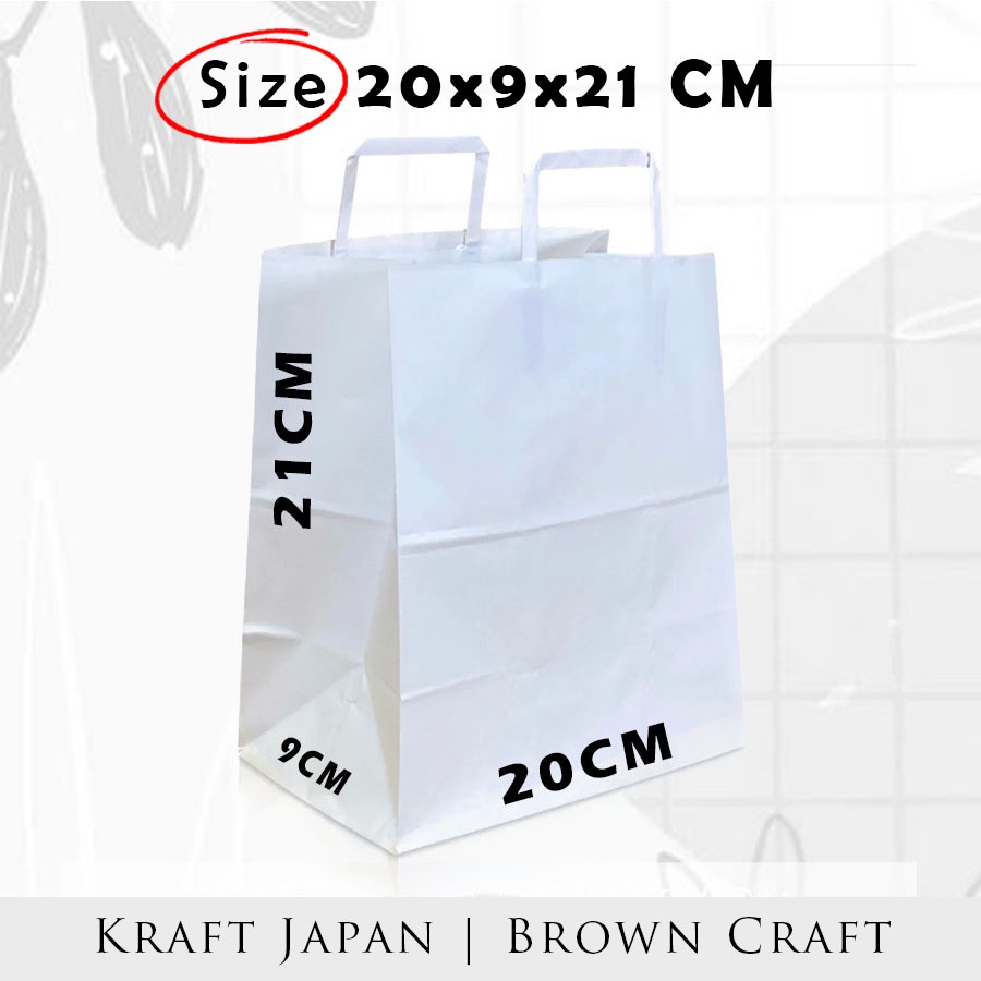 

Paper Bag Putih Polos Tali Pipih 20x9x21 CM / Paper Bag Kado Souvenir Packing Olshiop / Papper Bag Kertas Mini Murah Warna Putih