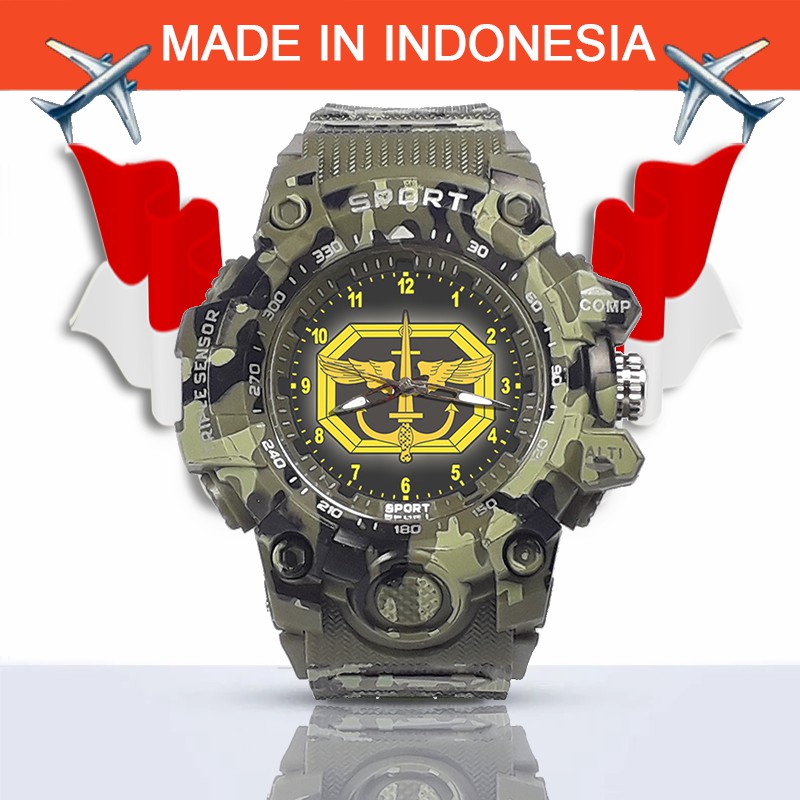 {Istimewa} Jam Tangan LOGO KOPASUS -Hijau Army Water Resistant