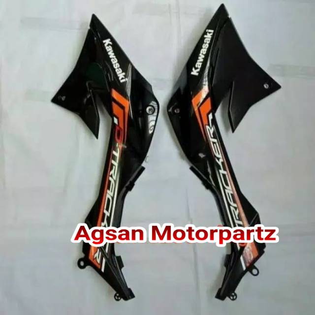 Cover tangki sayap tangki KLX Dtracker hitam list orange original Kawasaki