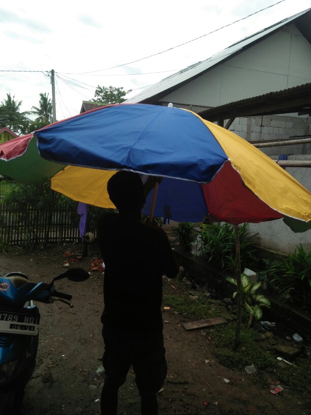 Payung Tenda Pantai 210cm Pelangi - Silver Anti-uv, Payung Besar Untuk Jualan Dagang Pkl