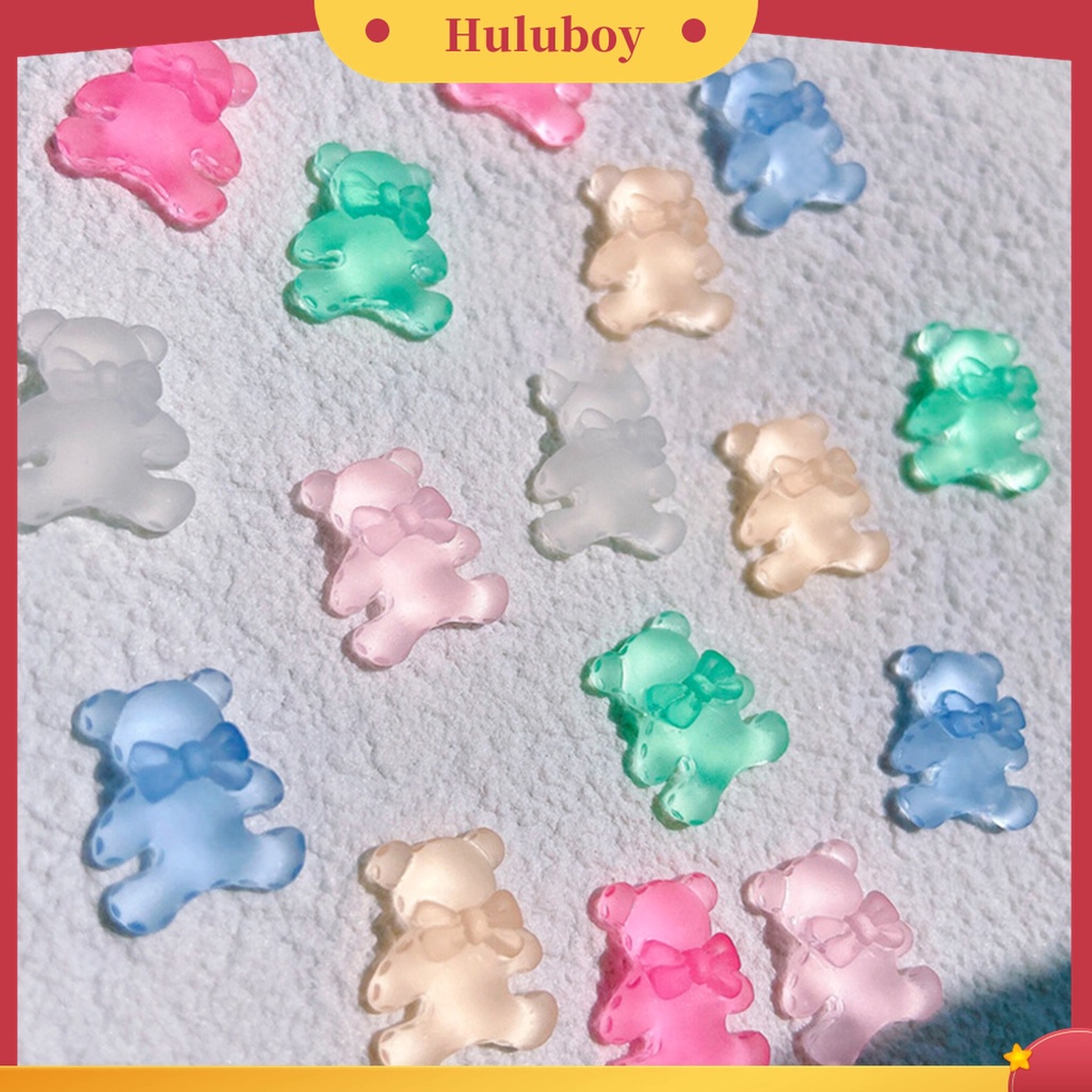 Huluboy Huluboy♡ 30pcs / Set Ornamen Kuku UV Gel Bentuk Beruang Efek Kilau Untuk Aksesoris Manicure Wanita