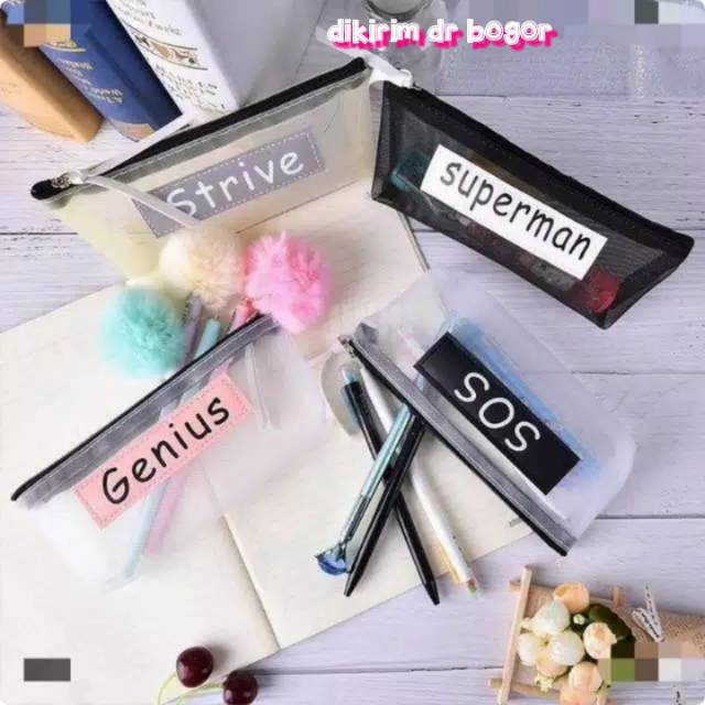 

Tempat Pensil Mesh Jaring Transparant