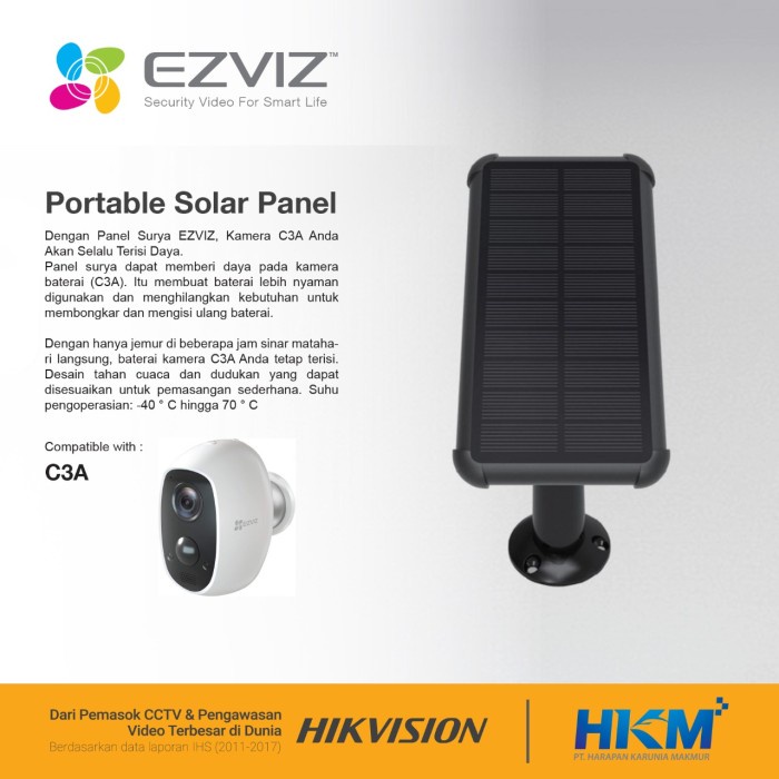 Ezviz Solar Panel Charger 2W 2A For Ezviz C3A