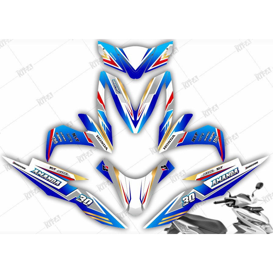 Decal Stiker Motor New Beat Street Biru Racing Dekal New Beat Esp  Sticker Striping Beat Full Body