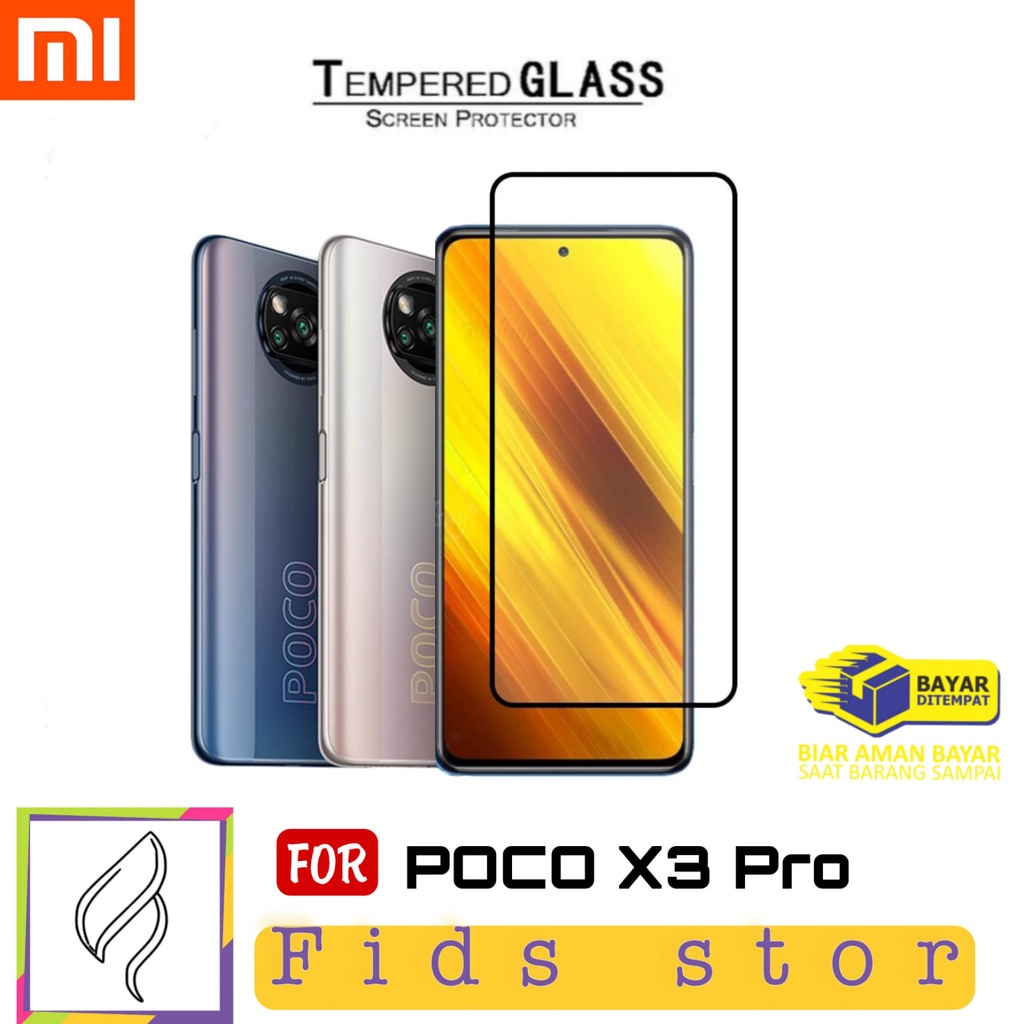 PROMO Tempered Glass Xiaomi POCO X3 Pro, POCO X3 NFC, POCO X3, NEW-HOT TG Layar FULL COVER Black