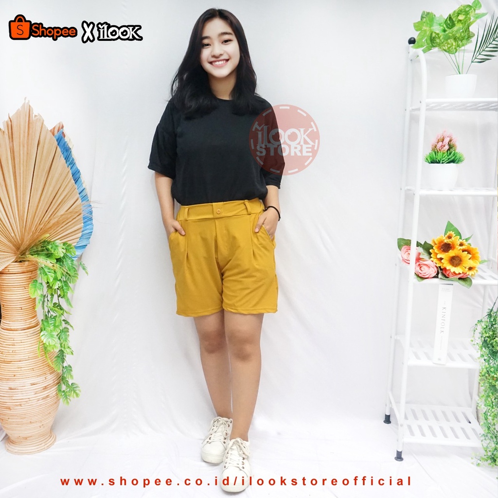 ilook | Hotpant Cornel | Celana Pendek Kancing | Celana Pendek Cornel | Hotpant Style Korea