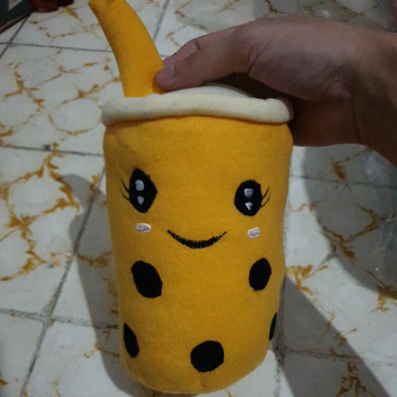 Pop It Boba Cup Macaron & Boneka Boba 25cm | Popit Makaron Boba-BOBA 25CM (KUNING G)