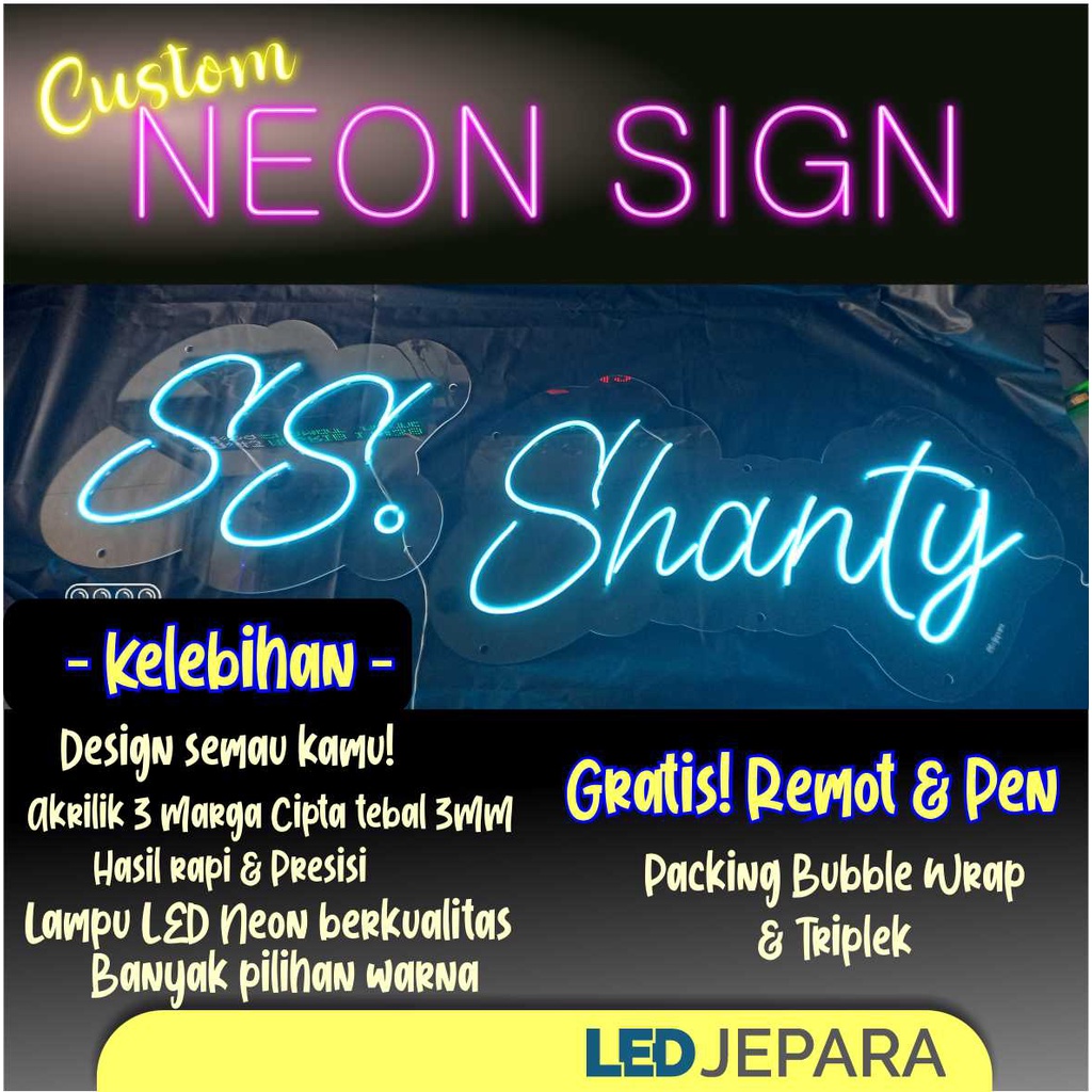 Neon Sign Neon Flex Tulisan LED Custom Tulisan Cafe Tulisan Neon Tulisan LED LED Jepara