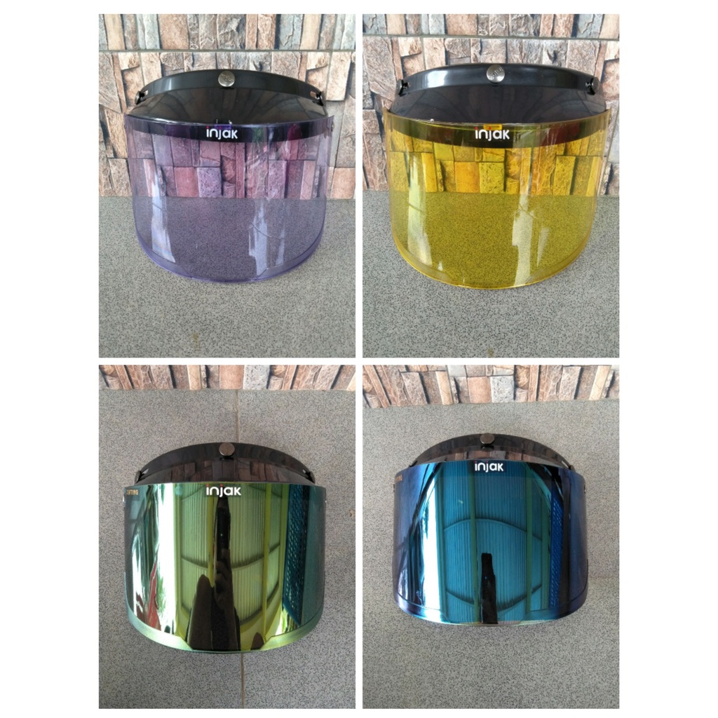 Kaca Helm Bogo Flat Iirium Blue dan Gold || Kaca flat Injax | Kaca Bogo Flat datar