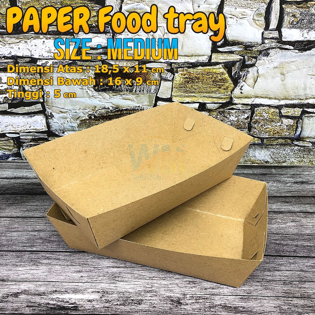 PAPER FOOD TRAY SIZE M/PIRING KERTAS/PAPER FOOD/TEMPAT MAKANAN/LUNCH BOX TANPA TUTUP (isi 100pcs)