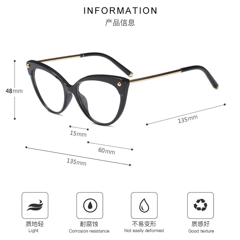 (YUZHU) COD Kacamata Minus 0°~-400° Retro Mata Kucing Wanita Eyeglasses Kacamata Anti Biru