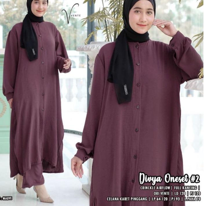 Muraaaahh.. divya one set tunik vente long tunik import crinke setelan tunik dan celana baju setelan