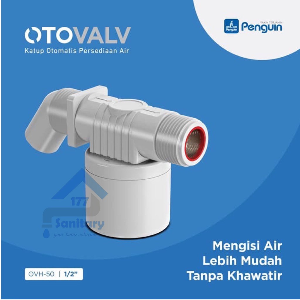 Pelampung otomatis Penguin 1/2 inch horizontal Original-keran air automatic utk tangki toren air kloset closet otovalv valve pinguin /E20