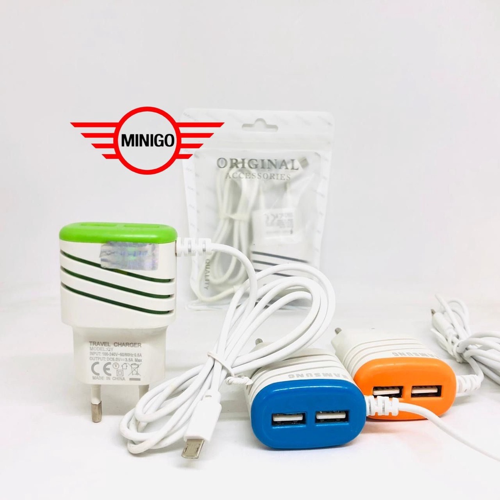 CHARGER CASAN OPPO VOOC MINI 2 USB 4A CHARGER ULIR LED garis + KABEL 2.1Ampere Branded 2PORT USB Port