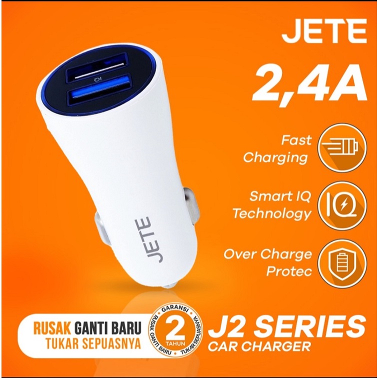 CAS HP MOBIL CAR CHARGER JETE J2 2.4A DUAL OUTPUT FAST CHARGING