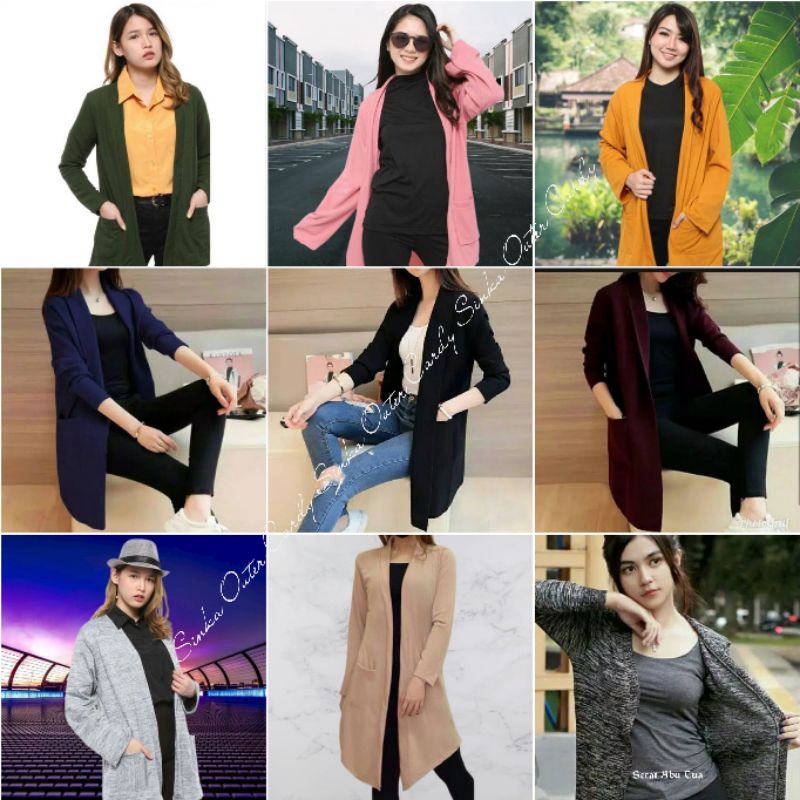 Cardigan Wanita lengan panjang kantong 2 Outer wanita