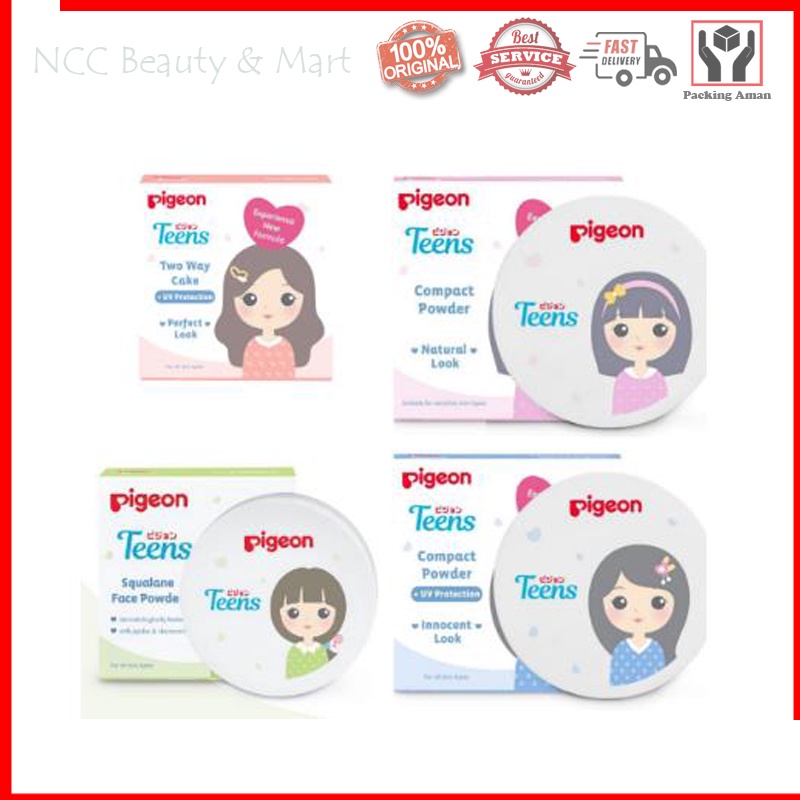 * NCC * Pigeon Teens Compact Powder Natural Innocent Look Bedak Wajah Padat Dan Tabur With UV Protection