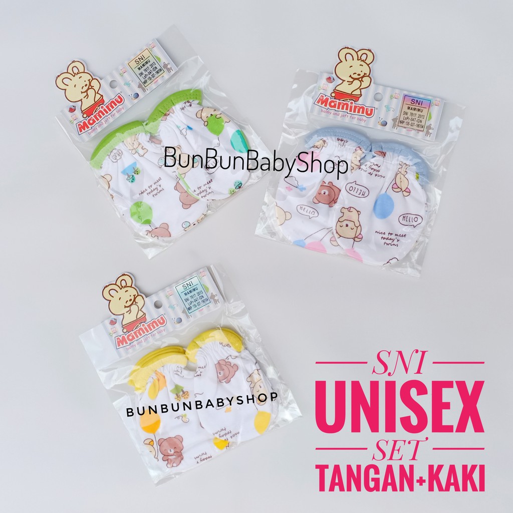 SNI UNISEX Sarung Tangan Kaki Bayi Laki Perempuan Baru Lahir Murah Perlengkapan Pakaian Baby Newborn