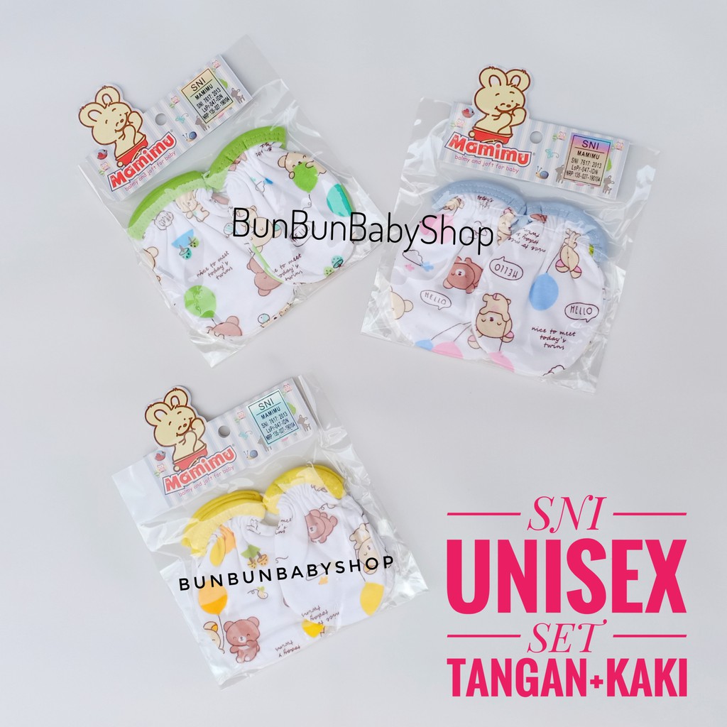 SNI UNISEX Sarung Tangan Kaki Bayi Laki Perempuan Baru Lahir Murah Perlengkapan Pakaian Baby Newborn