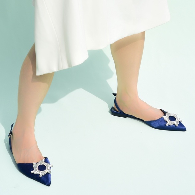 RDS - [MADE BY ORDER] Crystal Buckle Flat Painted Mules - Premium Quality