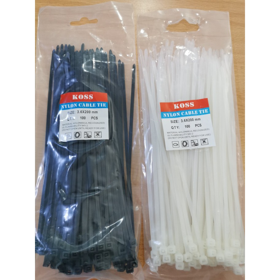 kabel Tis / Cable Ties 3.6 x 200 Putih Hitam