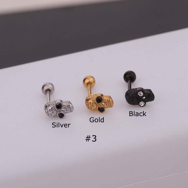 1pc Anting Desain Tengkorak Ular Bahan Stainless Steel Panjang 6mm Untuk Unisex