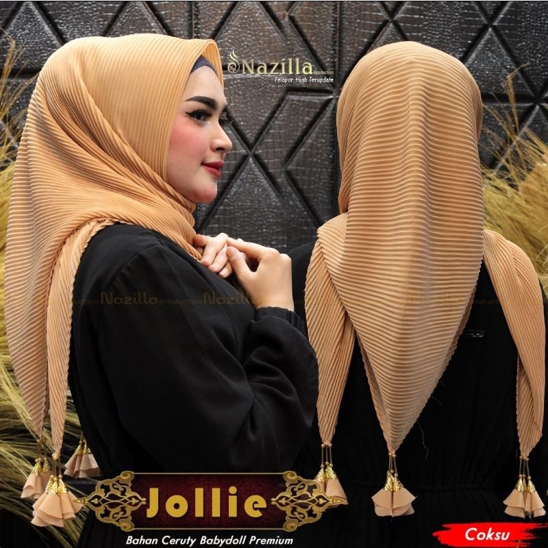 TASSEL JILBAB SEGIEMPAT PLISKET FULL LIDI TASSEL / segiempat plisket tassel KUNCIR JOLLIE NAZILA-TASSEL SEGI4 MOCA