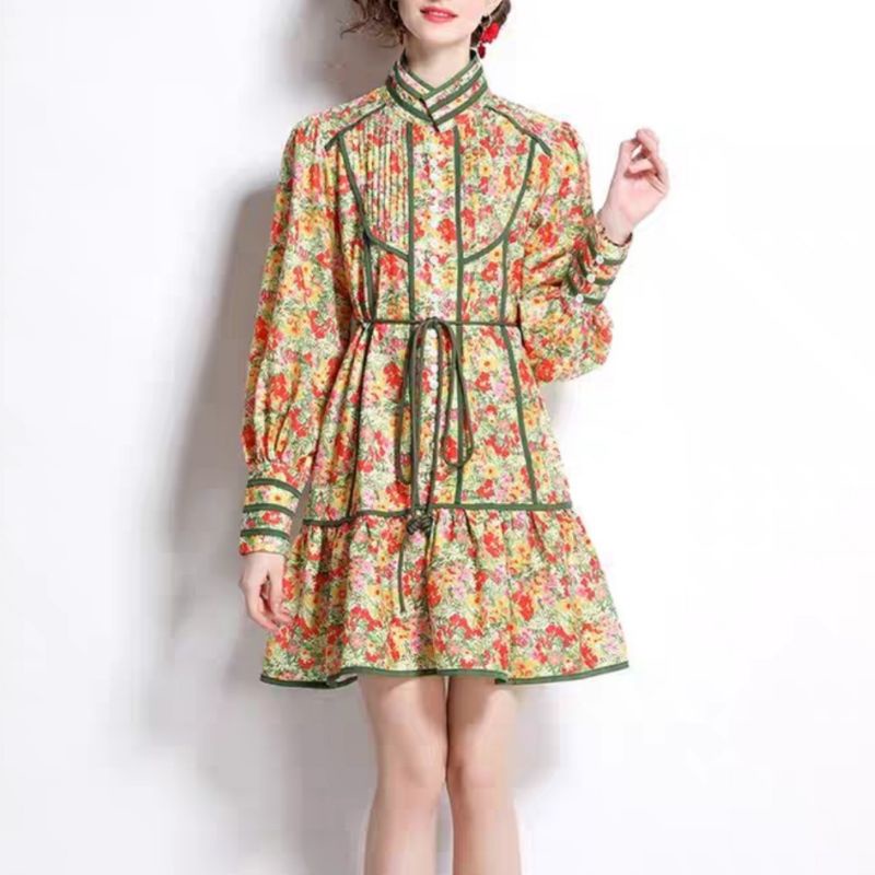 MDLV ~ 46500# Bellaetrix Mini Dress Summer Dress Yellow Flower Import Fashion Import