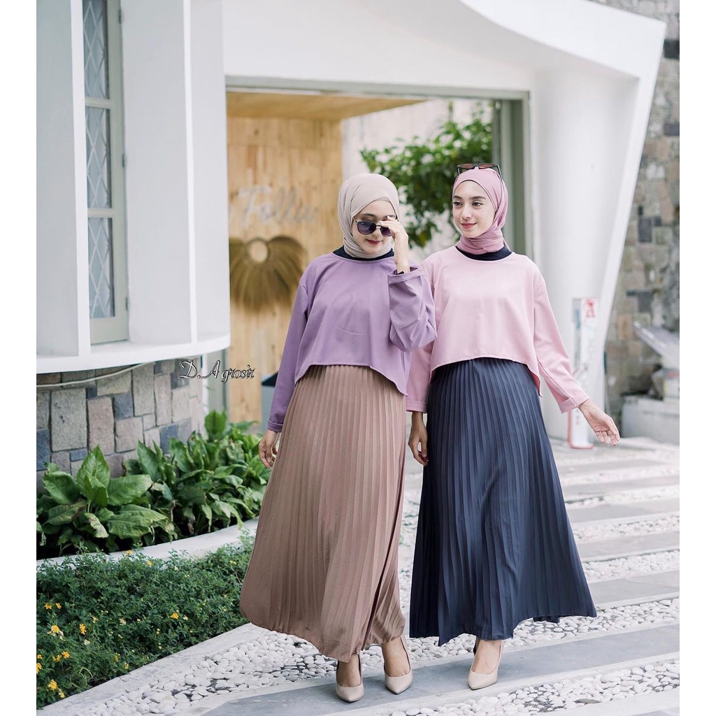 ROK PLISKET PANJANG WANITA REMPEL BESAR JUMBO PREMIUM HQ