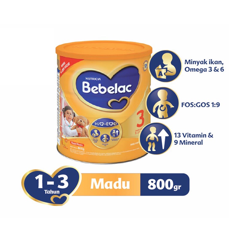 Susu Formula Bebelove 3 | Untuk Usia 1-3 Tahun | 800 gram rasa Madu