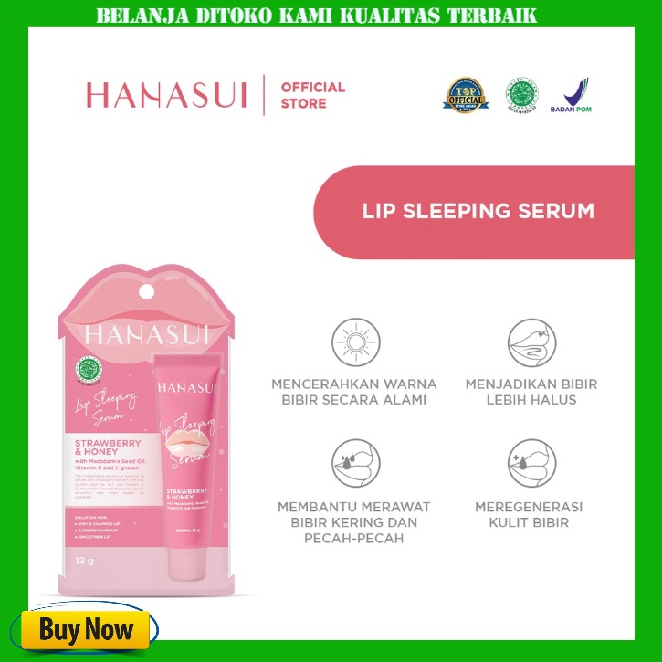 HANASUI Lip Sleeping Serum | Mask Bibir Strawberry (✔️BPOM) Halal