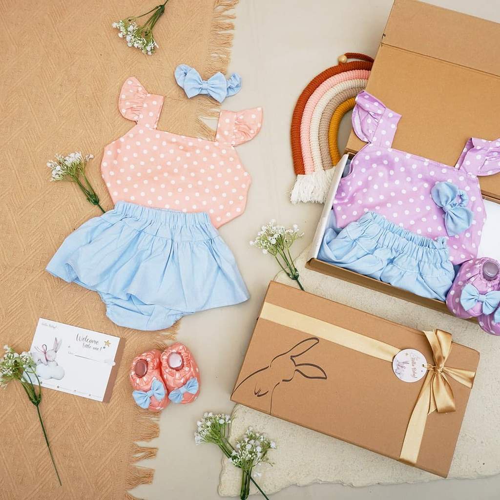 LIO035 Girls Baby Hampers 0-12 months/ Hampers bayi newborn/ Kado bayi/ baby girl gift set-Sarah Peach