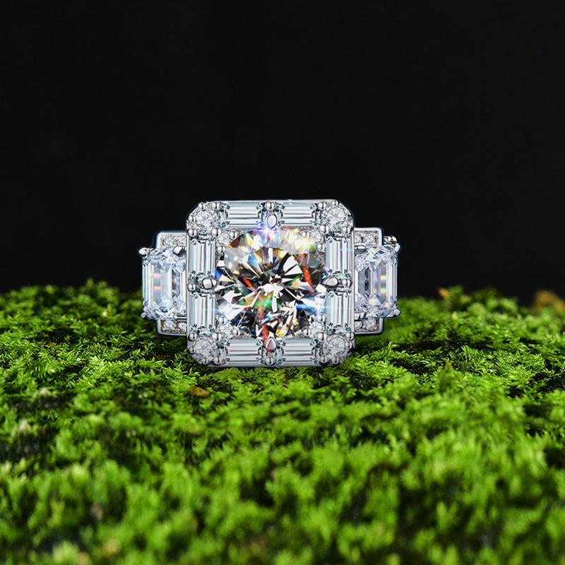 Fancyqube Cincin Cubic Zirconia Shiny Warna Silver Untuk Pria Dan Wanita