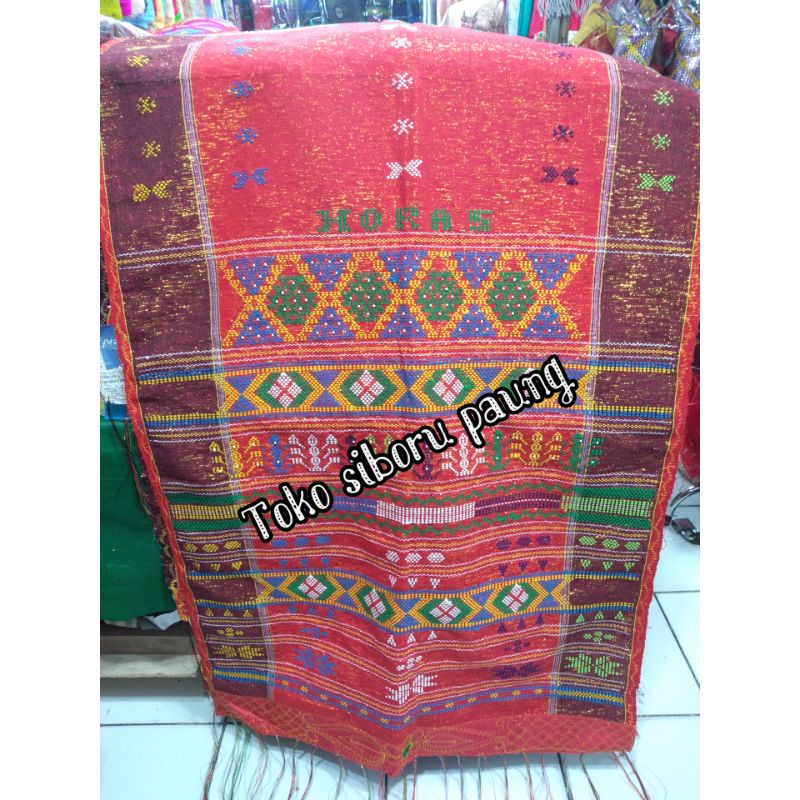 ulos sadum merah sisi marun rumbai