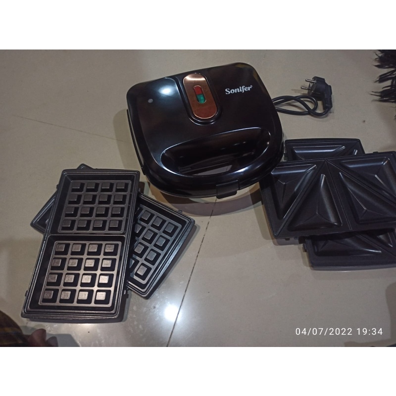 Sonifer 3 in 1 Waffle Maker &amp; Sandwich Maker Electric FREE BUKU RESEP