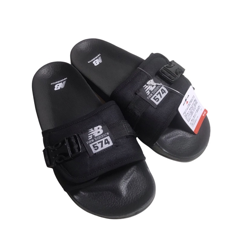 Sandal Original Slide Premium import UNISEX Brand New Balance Hitam Slides Selip On Class