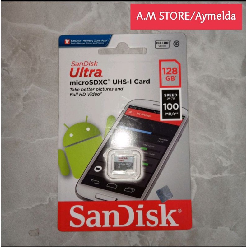 MEMORY SANDISK 128GB ORIGINAL MEMORY MICRO SANDISK 128GB MICRO SD CARD CLASS 10 KARTU MEMORY MERK SA