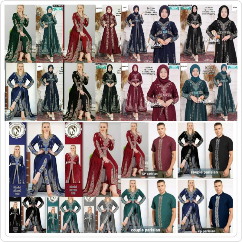 Setelan parisian bordir /Couple parisian/ BAJU COUPLE GAMIS/ stelan baju india murah/ Set KID parisi