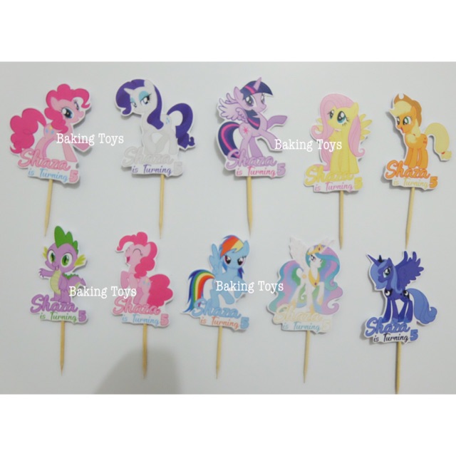 Topper Cupcake Birthday / Hiasan Kue Ulang Tahun Little Pony Custom Tulisan