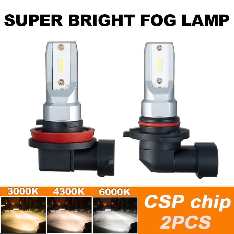 2pcs Bola Lampu Led H8 H11 HB4 9006 HB3 9005 H10 1200LM 6000K Warna Putih Untuk Foglamp Mobil