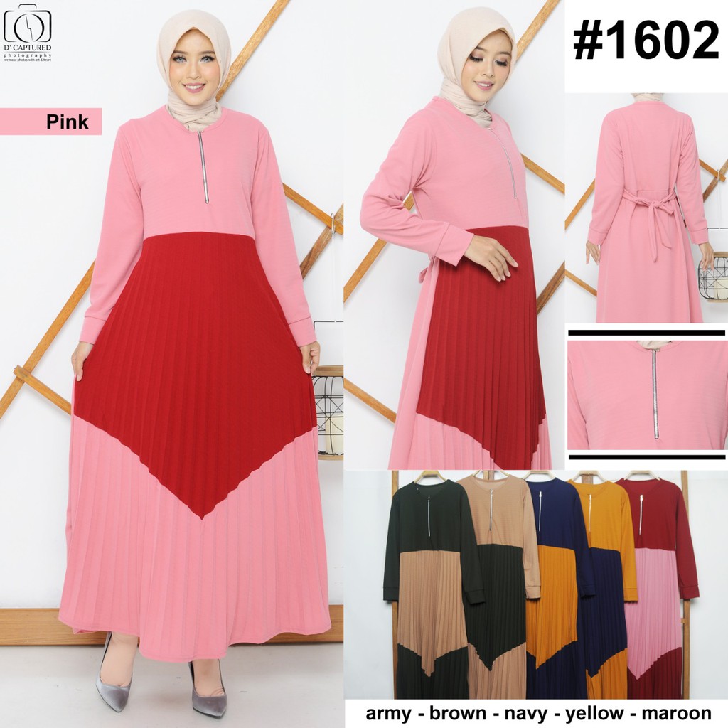 Bess - Gamis Plisket Combi Sletting / Gamis Maxi Plisket CODE 1602