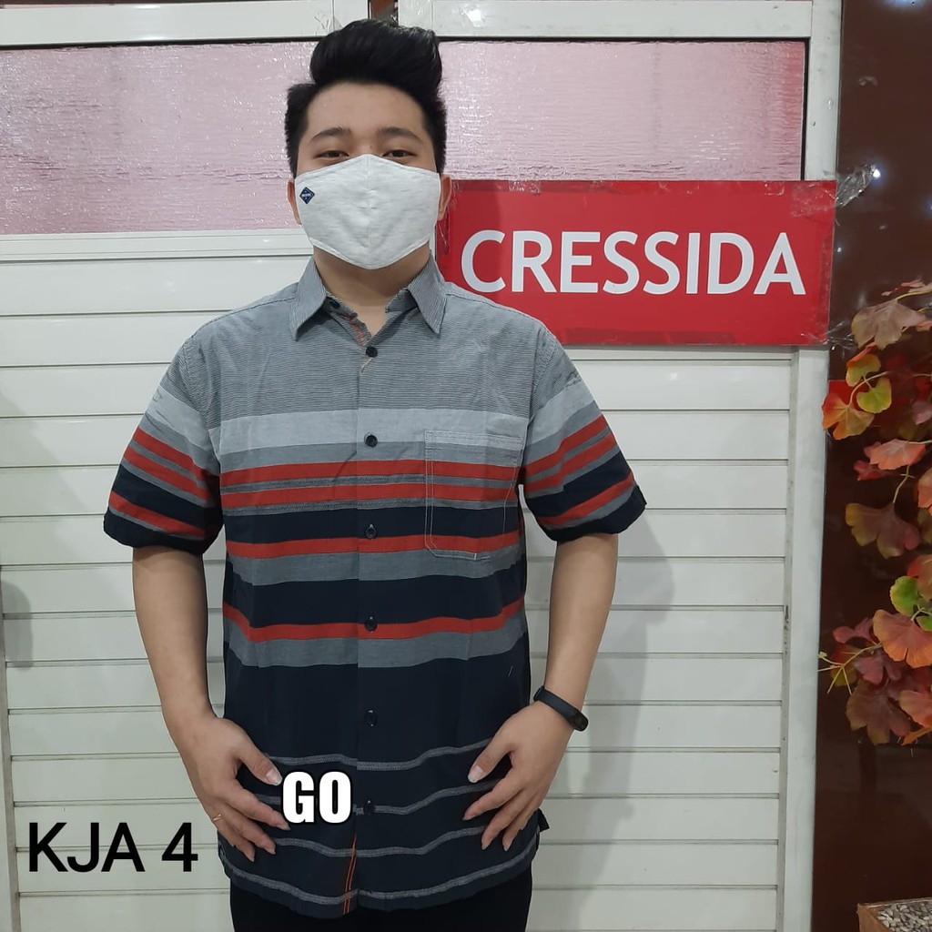 gof KJA CRESSIDA KEMEJA PRIA JUMBO Kemeja Casual Pakaian Pria Lengan Pendek